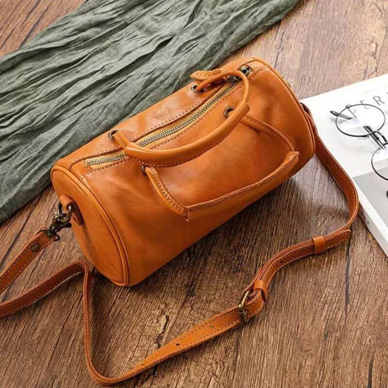Versatile Handbag Simple Genuine Leather Women Bag 2025 New Retro Natural Soft Real Cowhide Shoulder & Crossbody Bags