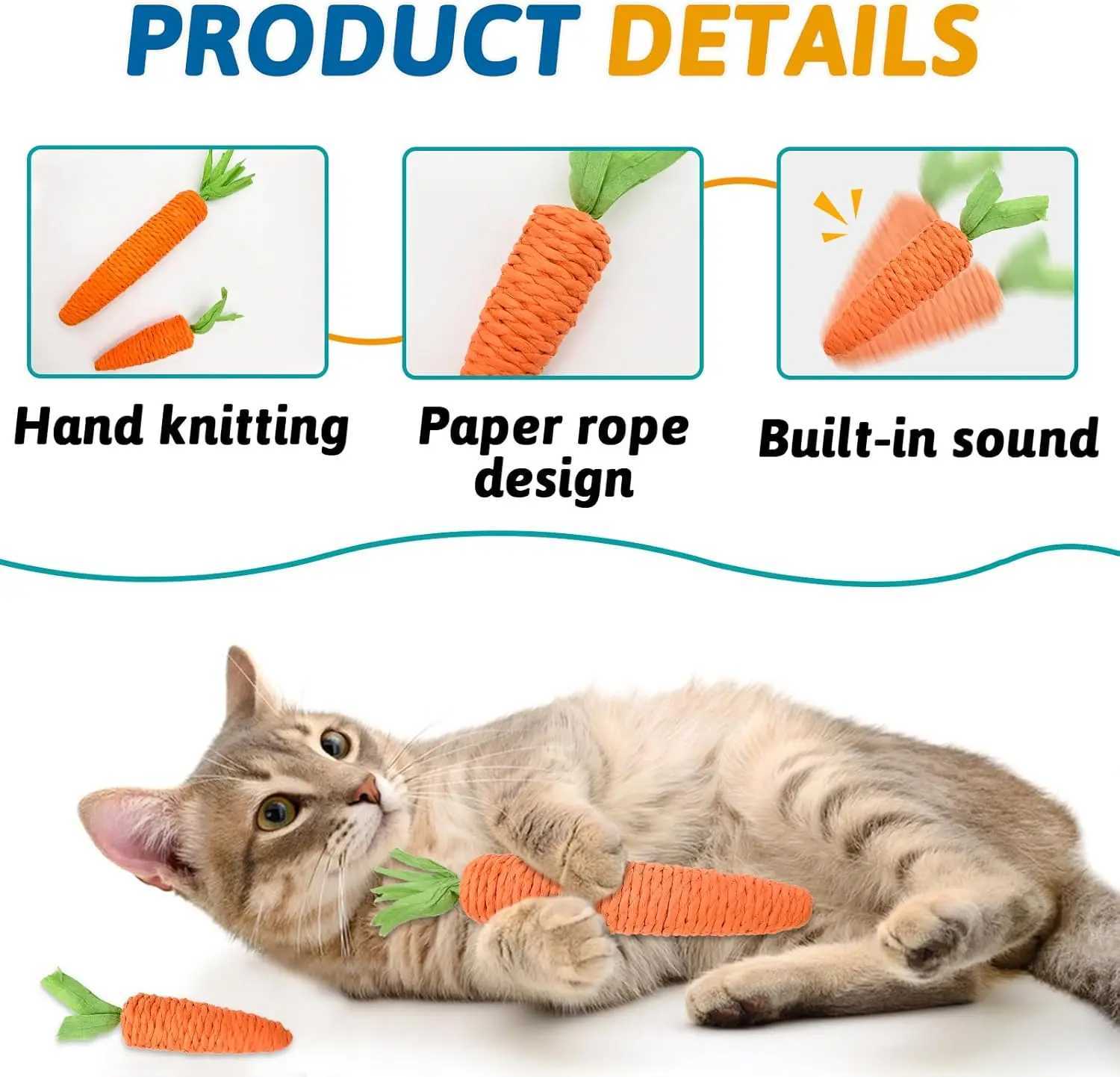Cat toys for self entertainment Karot teeth and cat teasing stickers bite resistant scratch resistant teeth and claws Y250412