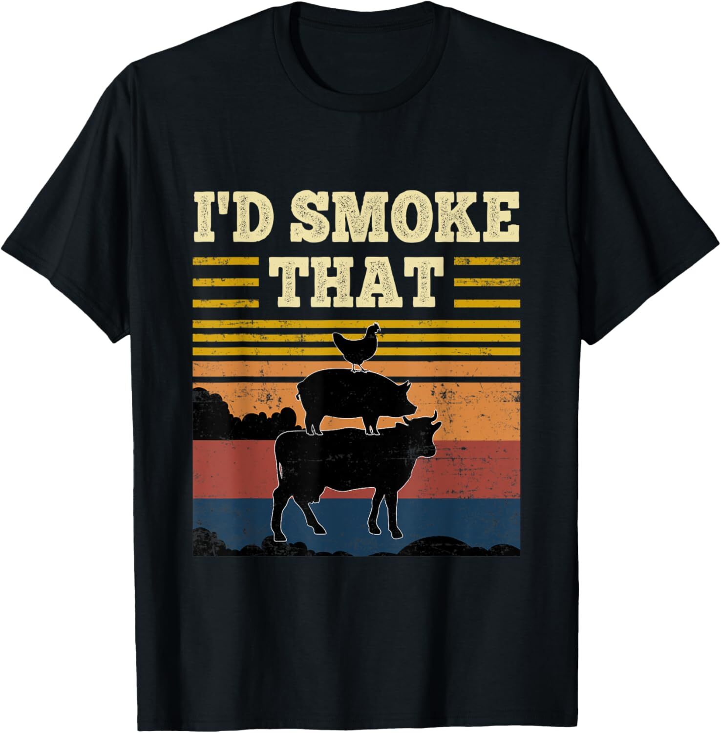 T shirt for Mens Id Smoke That Retro Vintage Funny Farm Animals Farmer Gift Graphic Tee Casual Tops Clothes Short sleeve