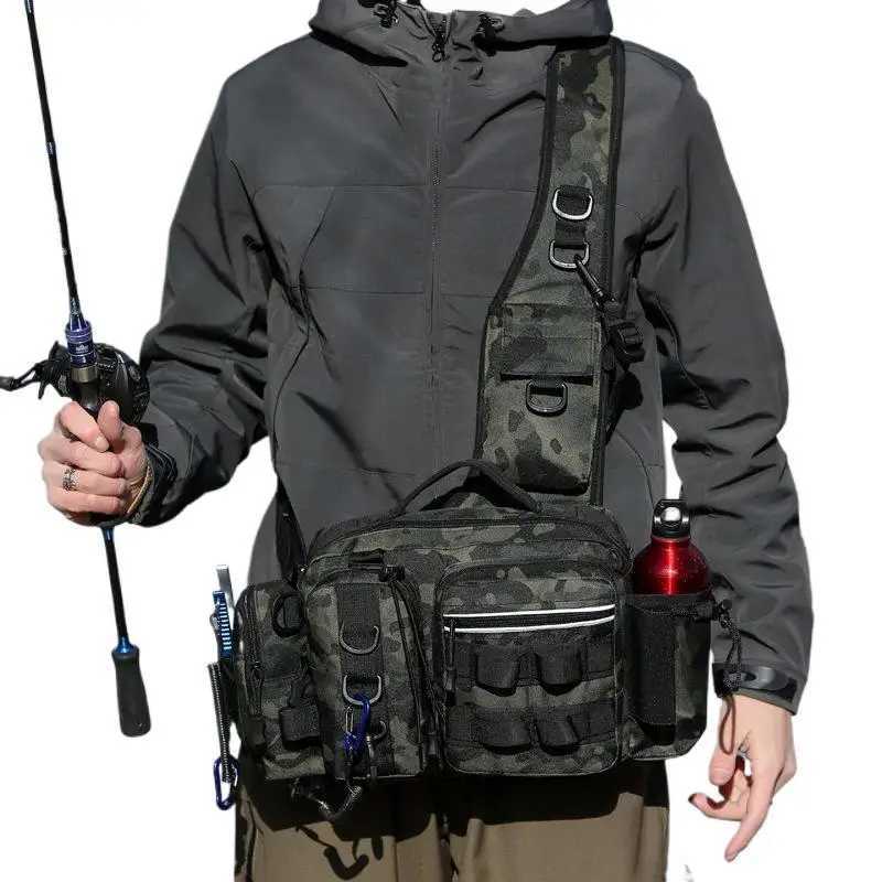 Fishing Equipment Storage Bag Bait Box Gear for Men Waist Bag Fly Fishing with Rod Holder Backpack Wateproof Wear Resistant Z250411