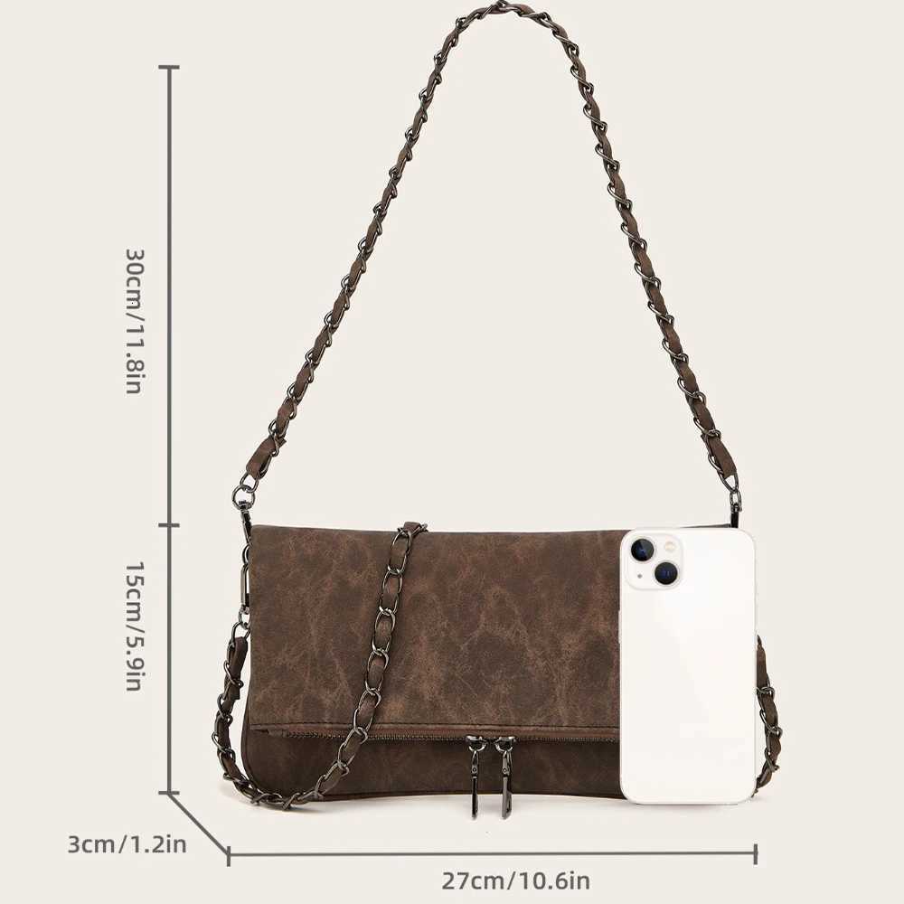 New Trendy Handbag for Women Retro Single Shoulder Crossbody Chain Bag High-end and Niche Design Underarm BagT2511112