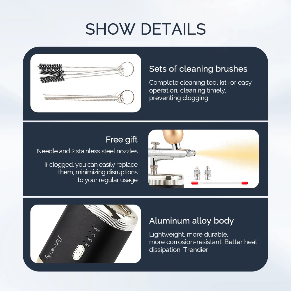 3 Levels Pressure Airbrush For Nail Art Paint Makeup Tattoo Cake Painting Spray Gun Face Hydration Sprayer 250409