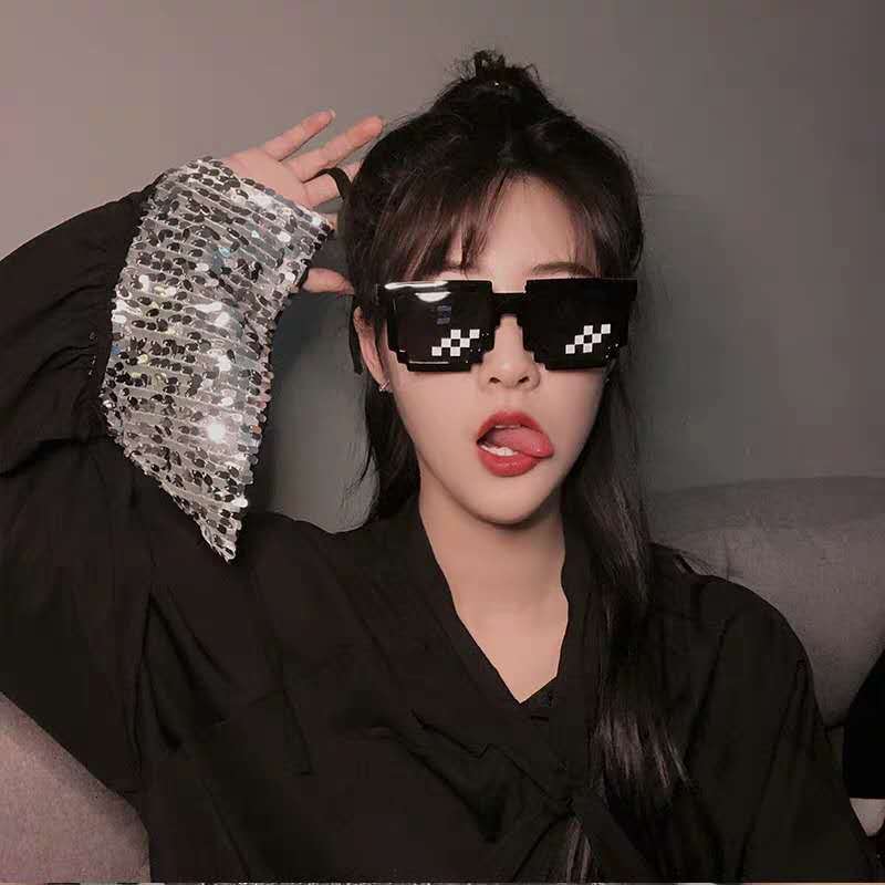 Tiktok funny mosaic fashion street beat code sunglasses party anime pixel glasses tide