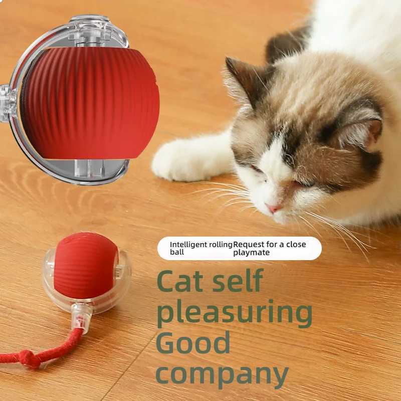 Cat interactive ball toy automatic rolling ball artificial tail rechargeable intelligent pet electric toy dog training simulation mouse Y250412