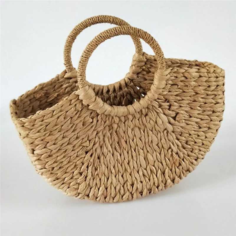 Womens new Imitati Str handbag womens handmade basket Rattan handbag womens simple full Mah handbagXJ250412