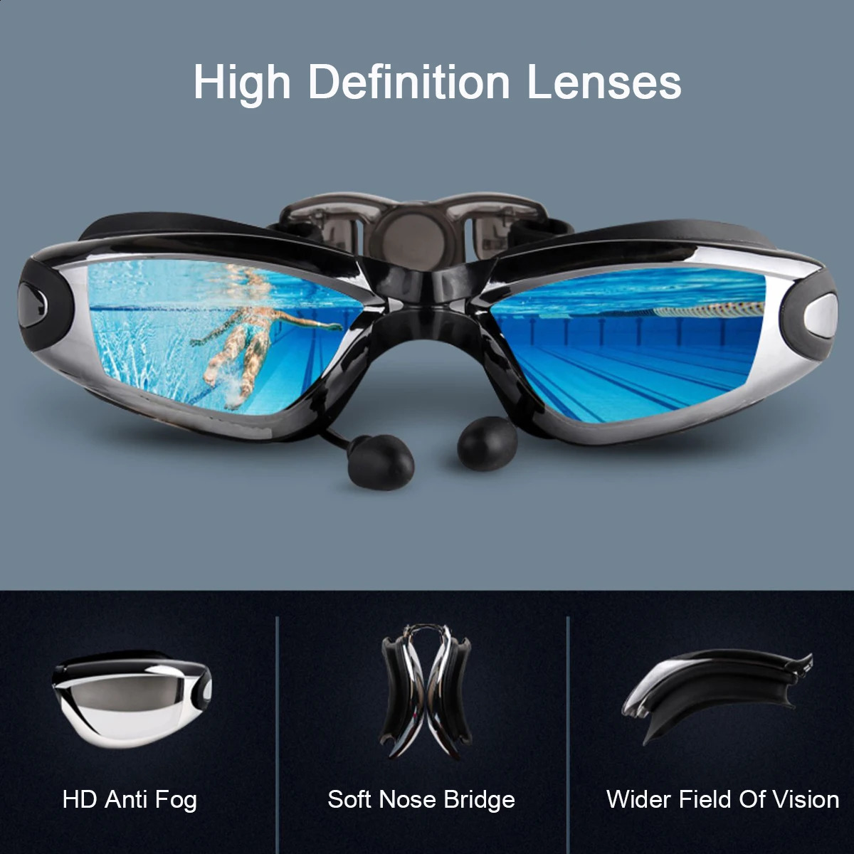 Swimming Goggles Professional Electroplate Goggles Anti Fog and UV Protection Swim Goggles Men Women No Leaking Swim Glasses 250411