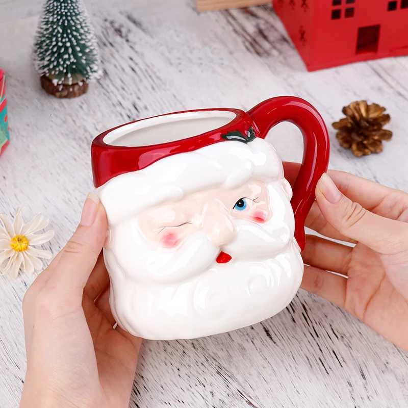 Christmas Christmas 3D Santa Ceramic Mug 530ml Festive Coffee Tea Cup Xmas Gift for Home Office Holiday Decor Y251112