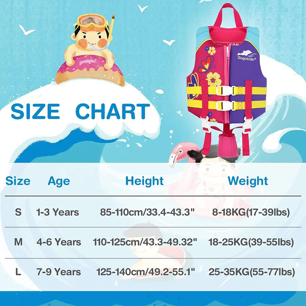 Childrens Life Jacket Neoprene Watersport Buoyancy Vest Water Sports Beach Surfing Swimming Sailing Rafting Safety Life Jacket 250411