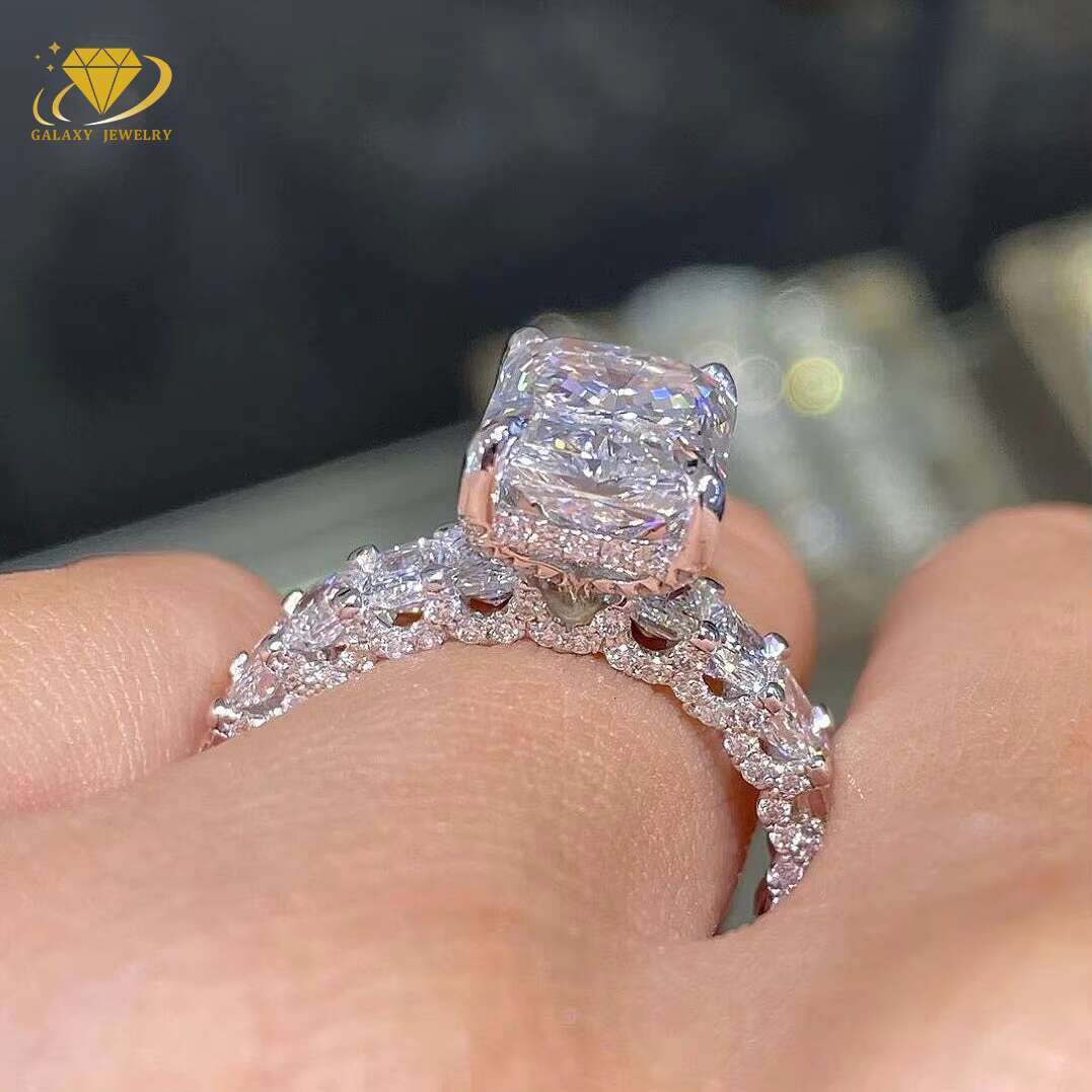Luxury Wedding Ring 2ct Moissanite Lab Grown Diamond Ring Baguette Emerald Cut 925 Sterling 10k 14k 18k Engagement Ring