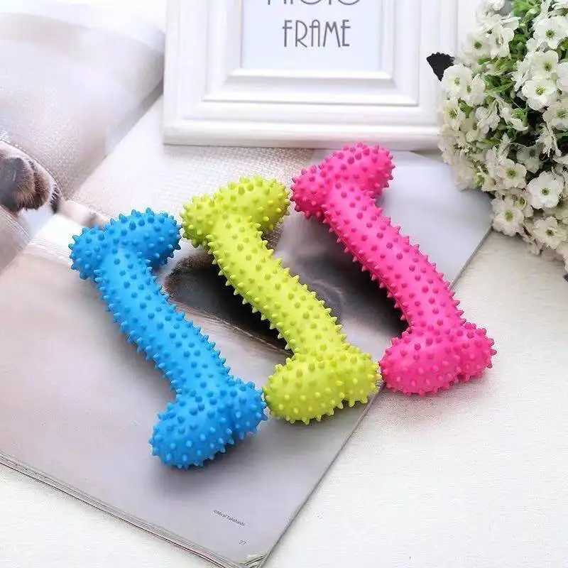 High Quality Pet rubber bite resistant dog teeth cleaning and chewing training toys pet supplies for small dogs T2504012