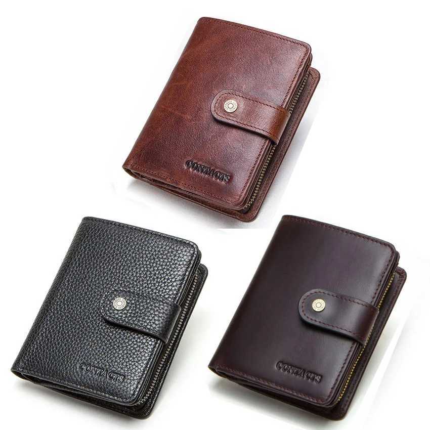CONTACT leather RFID mens wallet with coin pocket mini zipper wallet card clip mens wallet Z250411