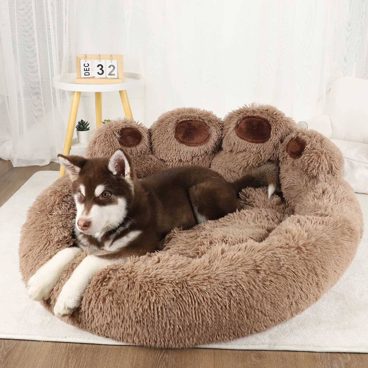 Furry dog bed plush dog house accessories pet products large dog bed sofa basket small pad cat pad small dog pet X250412