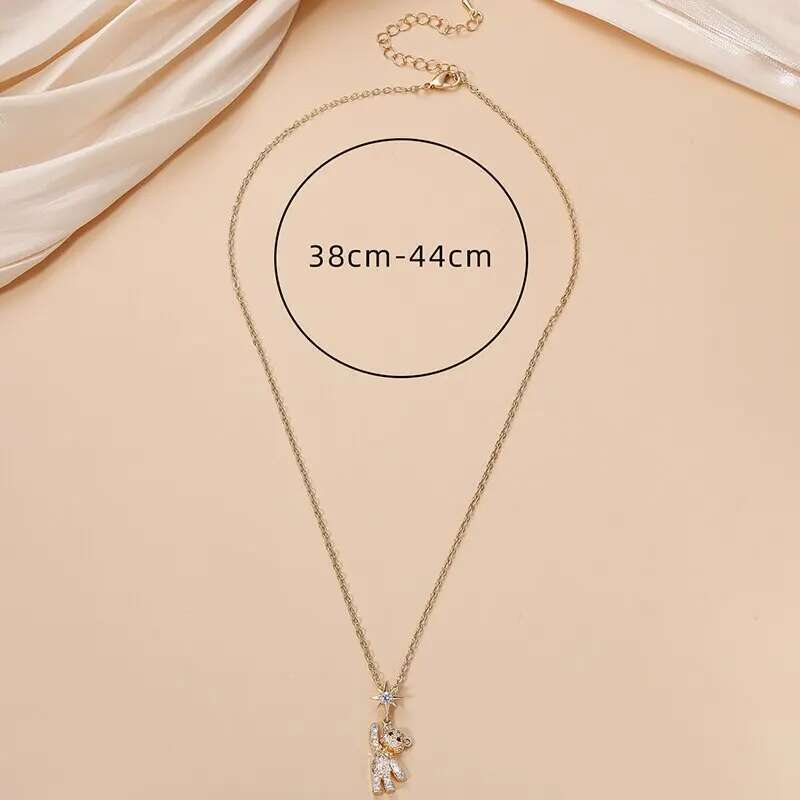 Obega Lovely Bear for Women Cubic Zircon Inlaid Golden Neck Chain Female Necklaces Cute Jewelry Pendant
