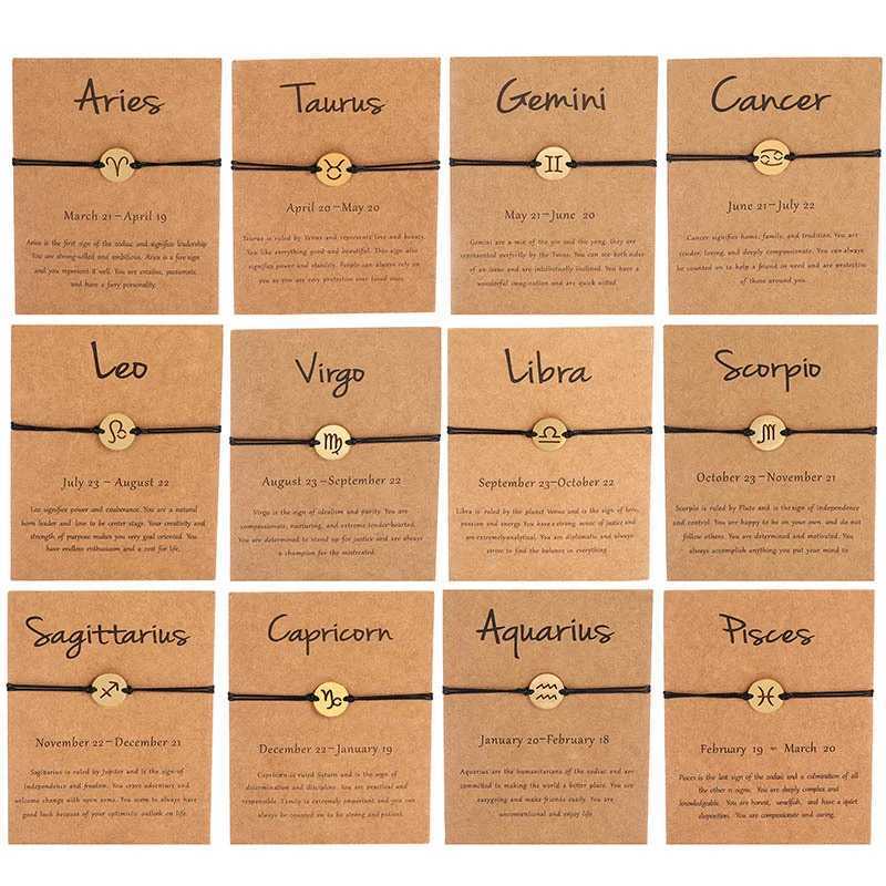 Hot Selling 12 Zodiac Sign Bracelet Stainless Steel Gold Silver Color Charm Constellation Women Adjustable Horoscope JewelryC250411