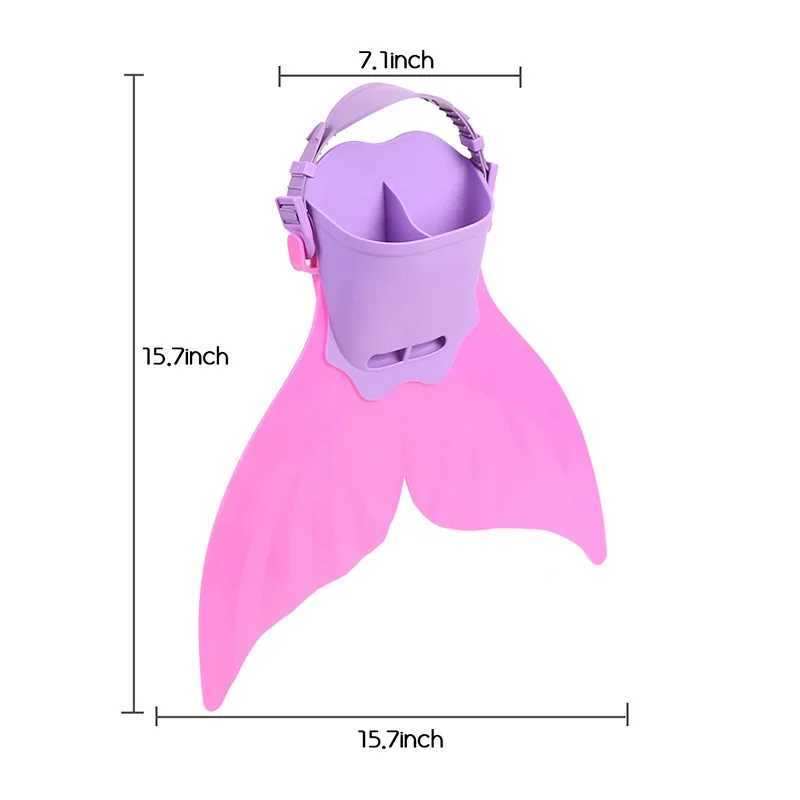 Childrens swimming fins childrens mermaid flip diving feet single fin whale tail silicone flip swimming equipment accessoriesY250412