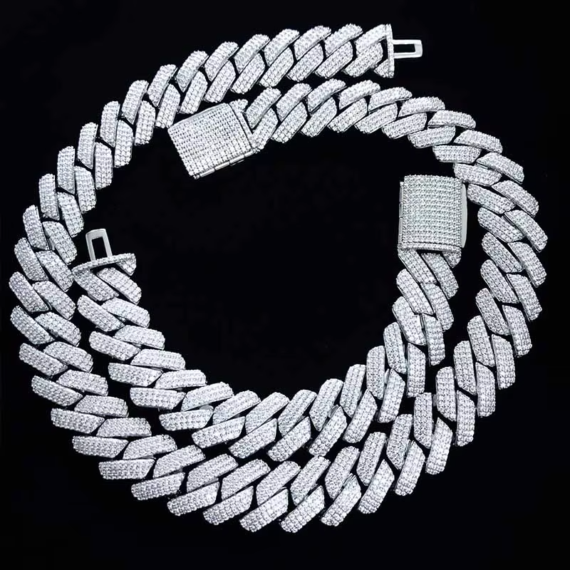 RTS Iced Out Sterg Sier Moissanite k Chains 18 20 Inches D VVS Cuban Chain Necklace for Gift