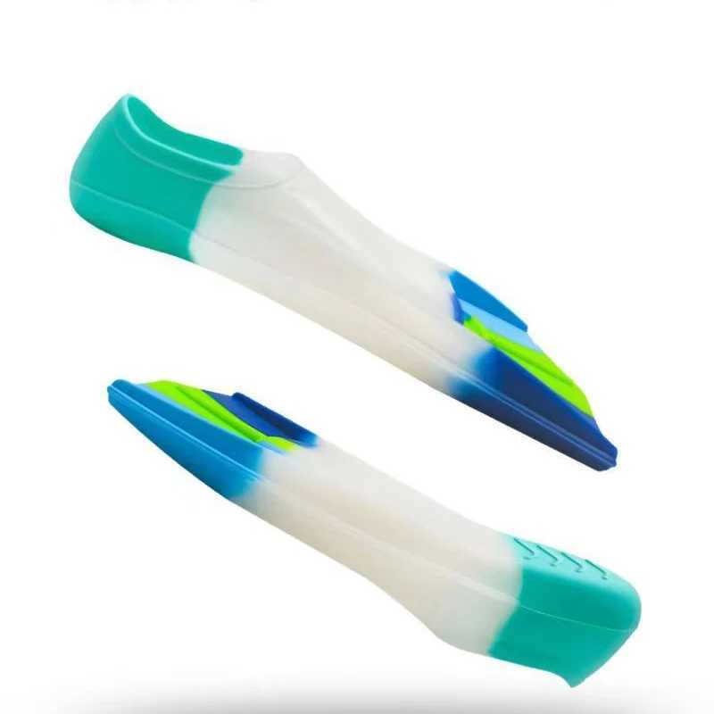 Colorful swimming training fins for summer tourism elastic and soft silicone diving frog shoesY250412