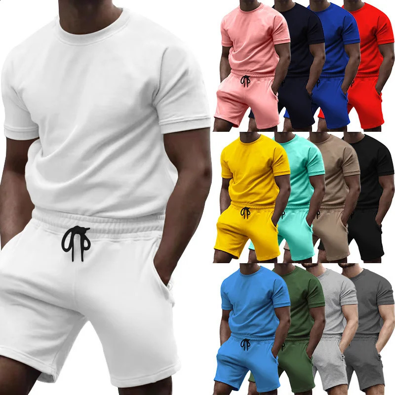 Fashion Casual Spring/summer Solid Color Two-piece Sportswear Suit Trend Mens Top Suit Men Clothing 250407
