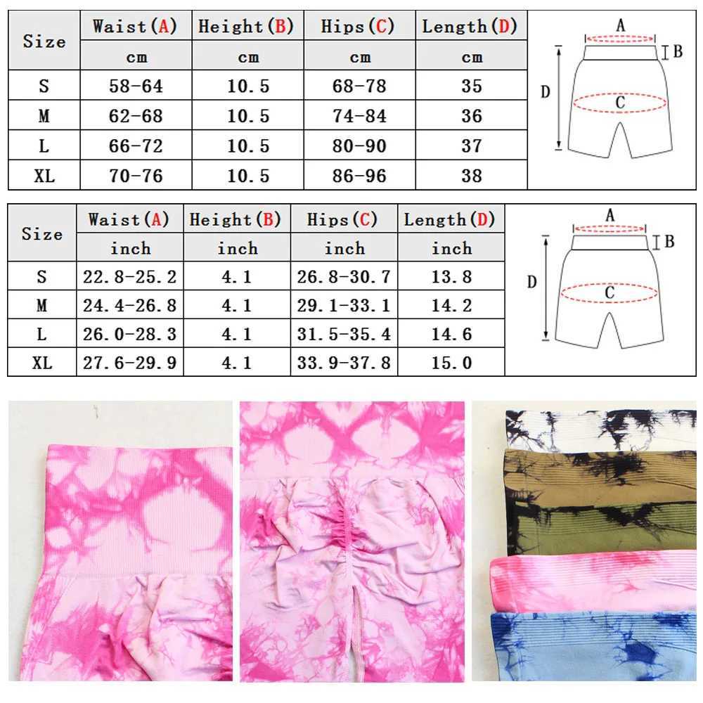 Seamless tie dye push up yoga shorts suitable for women high waisted summer fitness running cycling sports gym shorts Y250412