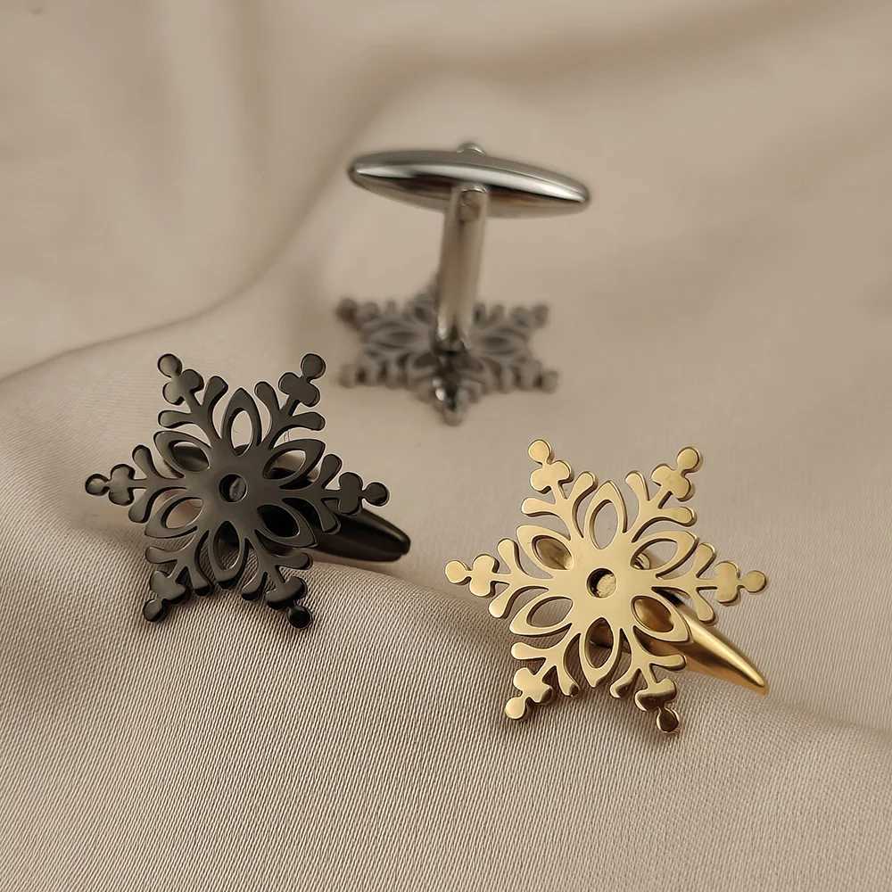 2 Snowflake cufflinks mens French shirt fashion cufflinks mens jewelry designer band Christmas giftT250412