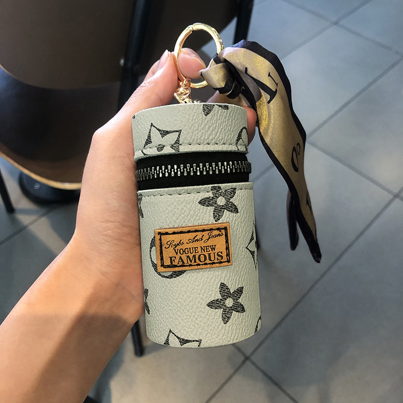 Women's Ins Retro Printed Mini Lipstick Cosmetic Bag 2024 New Small Earphone Key Pendant Pouch Coin Purse