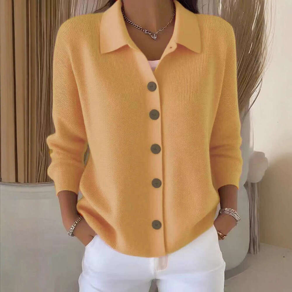 Cardigan Knitted CrossBorder European American and Button Sweater Coat Autumn Winter New Solid Color Casual Fashion Women's Clothing