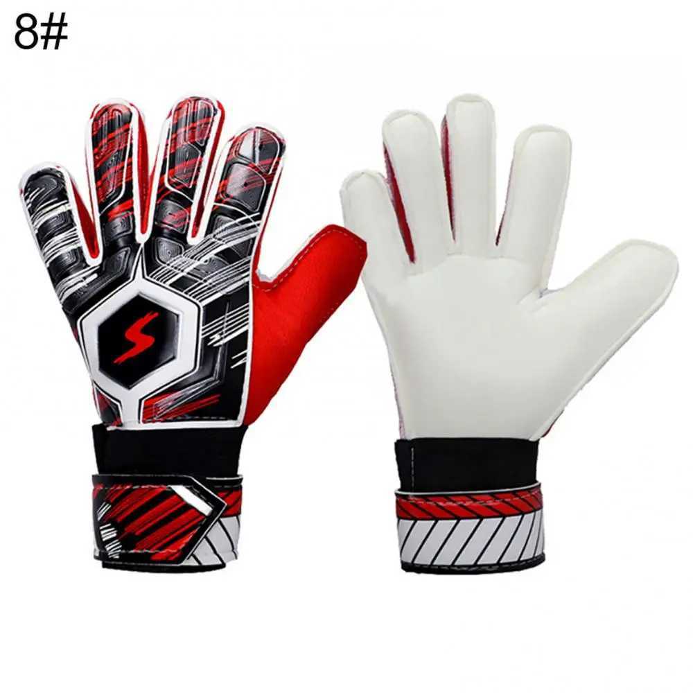 Adult Kids Football Soccer Goalkeeper Goalie Full Finger Hand Gloves Anti Collision Anti Slip Breathable ComfortableW251112