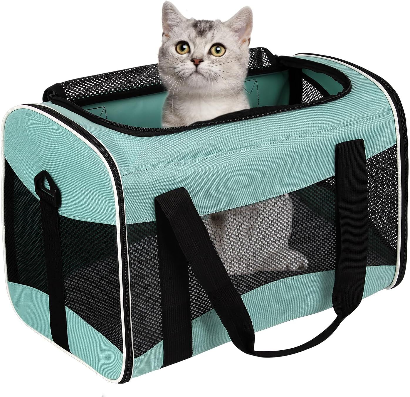 Cat carrying case, pet dog bag, soft faced cat bag, airline approved pet travel bag, weighing up to 15 pounds (approximately 6.8 kilograms), foldable 