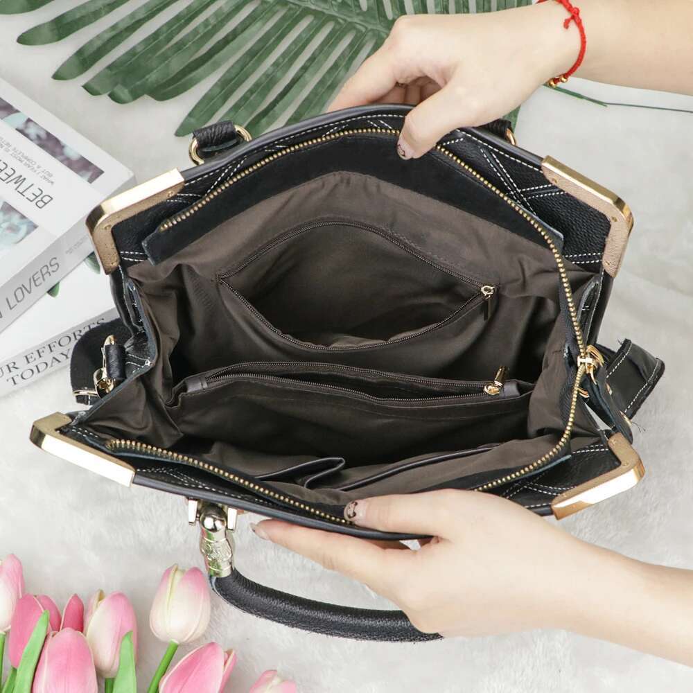 Royal Bagger Large Capacity Handbag For Women Genuine Leather Crossbody Bag Fashion Casual Tote Bags 2002