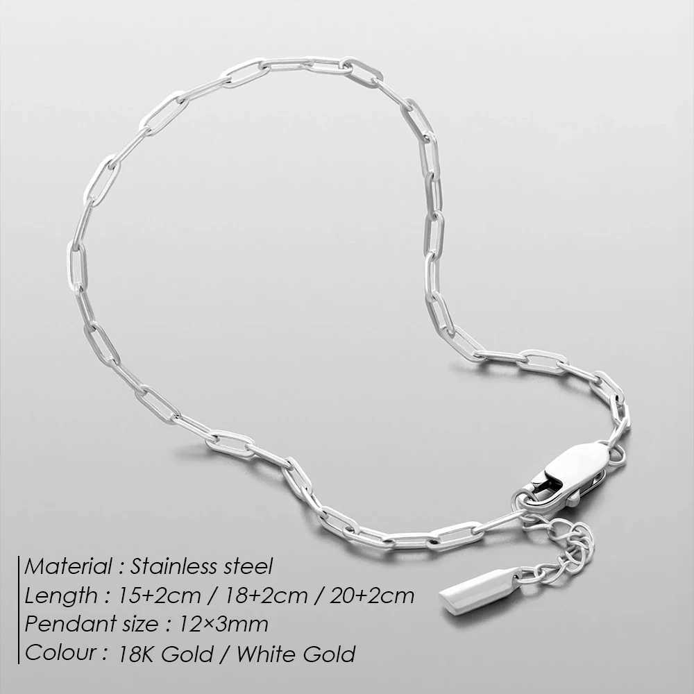 ELANDIS 2MM Stainless Steel Paperclip Chain Gold-plated Mens Bracelet Simple Accessories Christmas Party Gifts Direct MarketingC250411