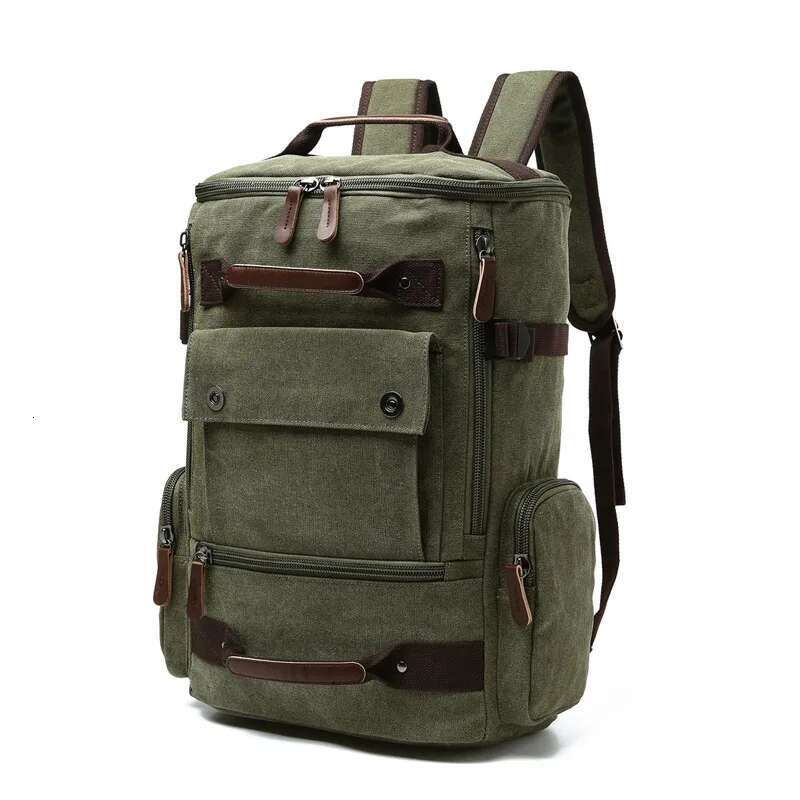 New Korean Style Men Travel Men's Portable Layered Multi-Work Canvas Shoulder Bag Commuter Backpack