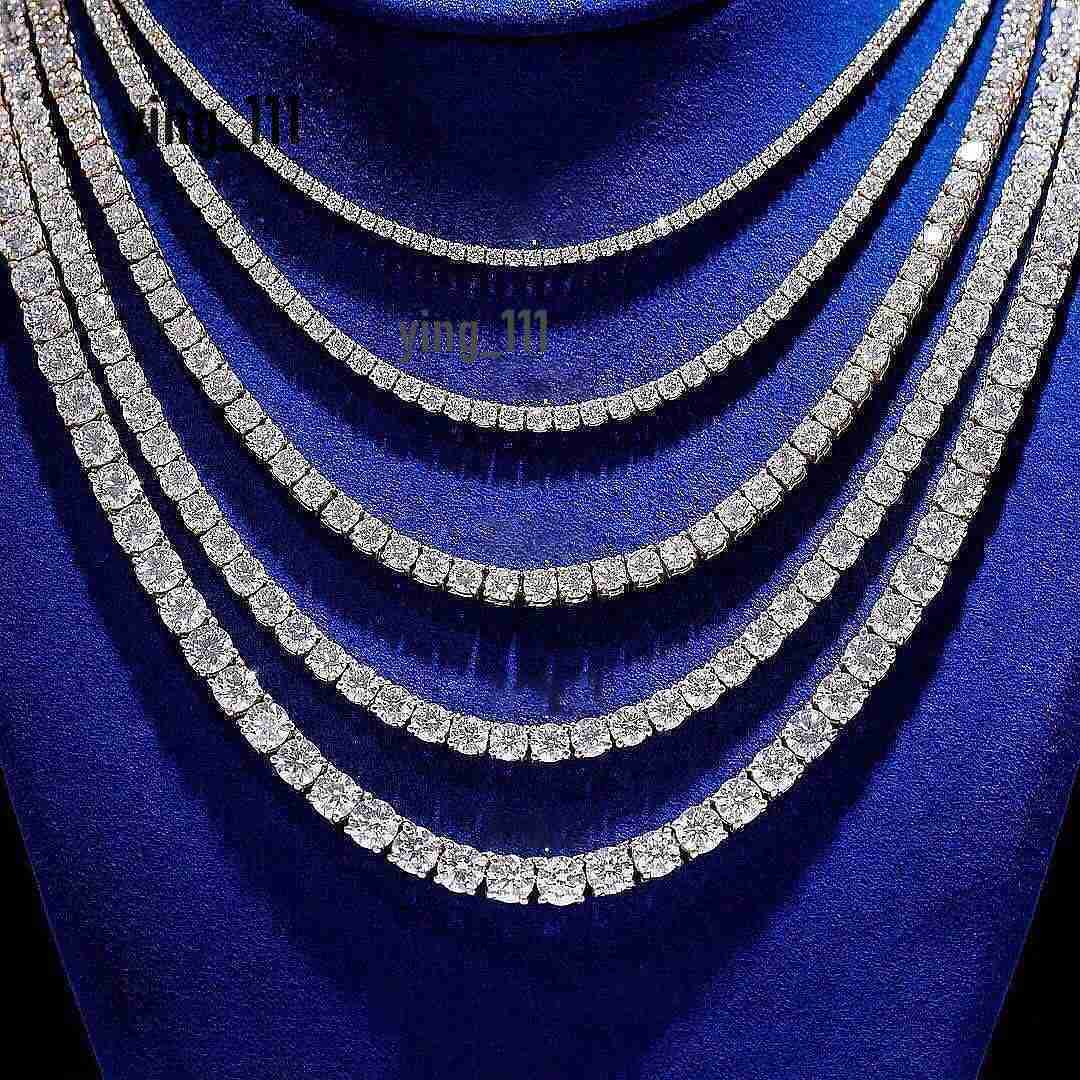 Fine Necklaces Iced Out Moisanite Diamond Tennis 925 Silver Sterling Chains Moissanite Necklace