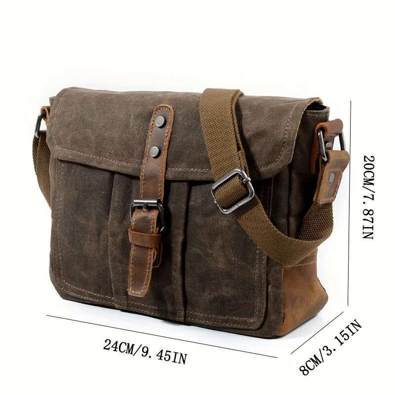 New Retro Casual Canvas Shoulder Men Simple Crossbody Waterproof Men's Bag Horizontal