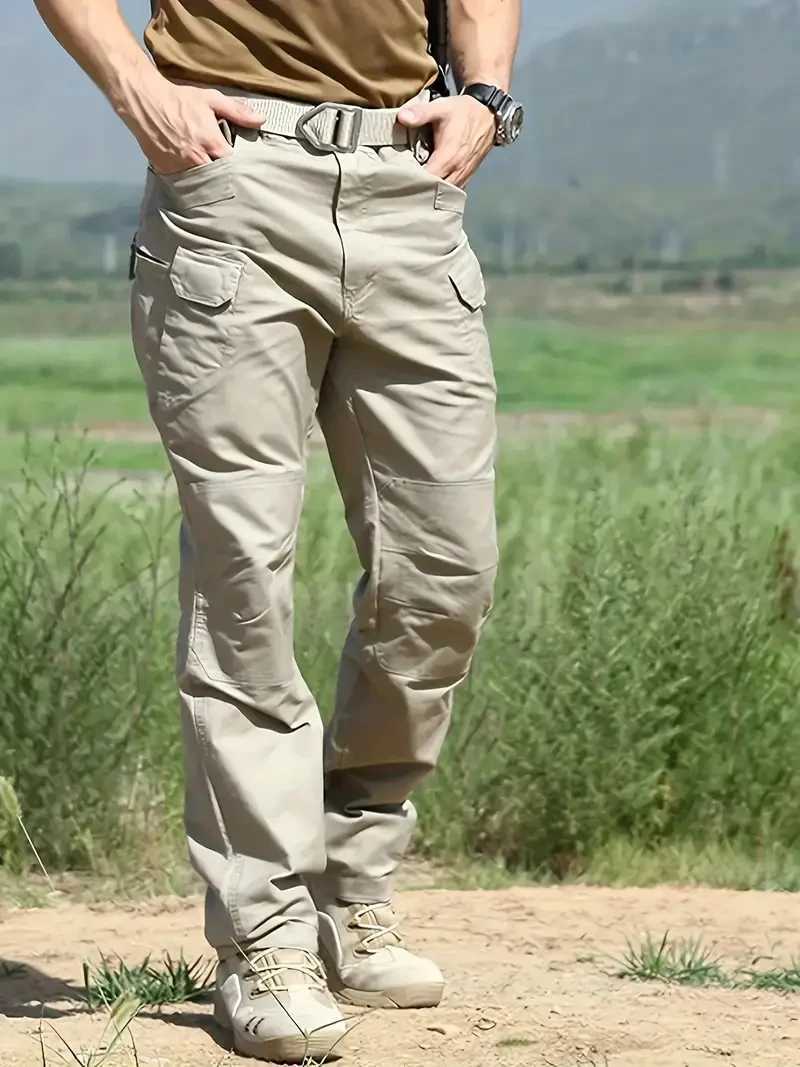 Mens outdoor multifunctional tactical pants multi pocket outdoor hiking pants waterproof wear-resistant W250411