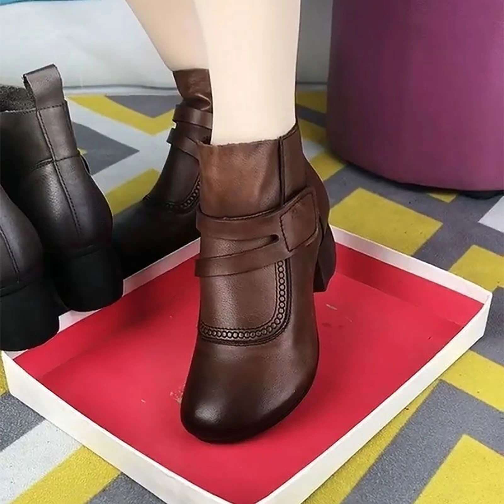 2025 Summer New Low cut Comfortable Solid Color Designer Fashion Thick Heel Ankle Boots