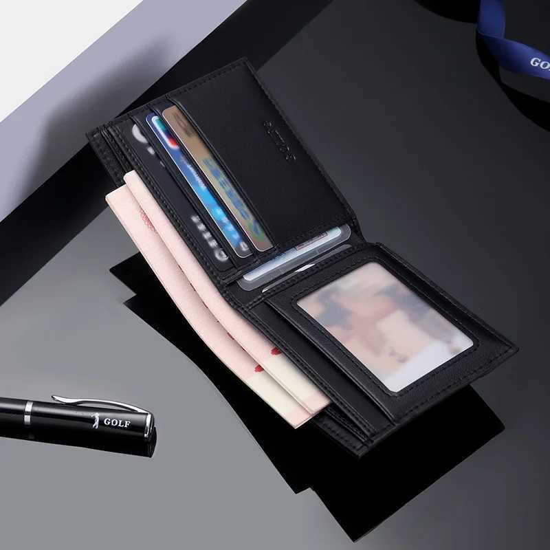 Golf folding holder zipper ultra-thin leather coin square gentleman hot minimalist mens card wallet Z250411