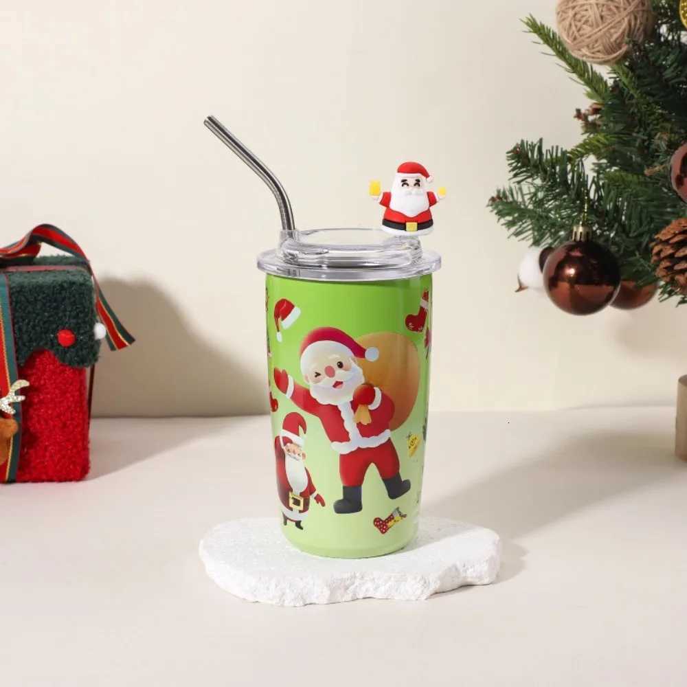 Christmas New Year 460ml Coffee Cup Christmas Stainless Steel Thermal Cup Reausable Portable Vacuum Mug Drinkware Y251112