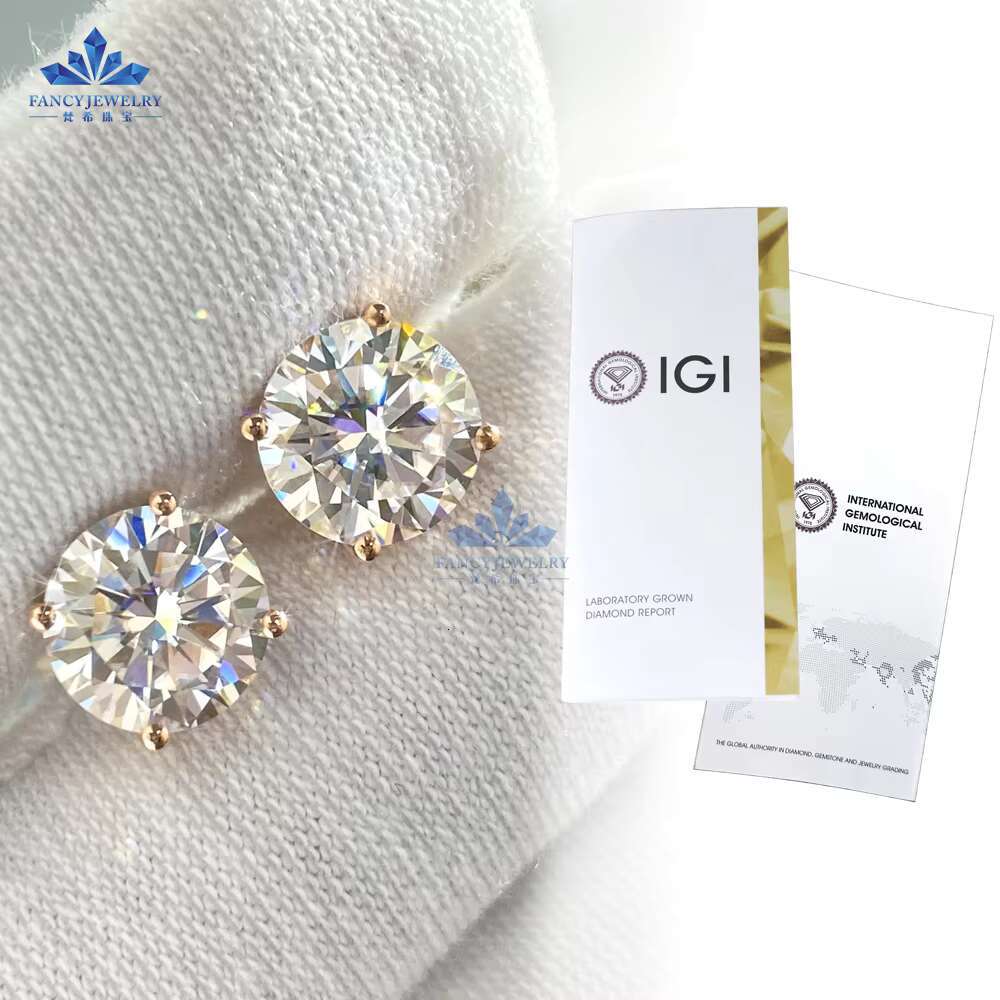 18K 14K Solid Gold Four Prong 0.3ct 0.5ct 1ct 1.5ct 2ct HPHT CVD Lab Grown Diamond Ear Screw Back Earrings for Gift Jewelry