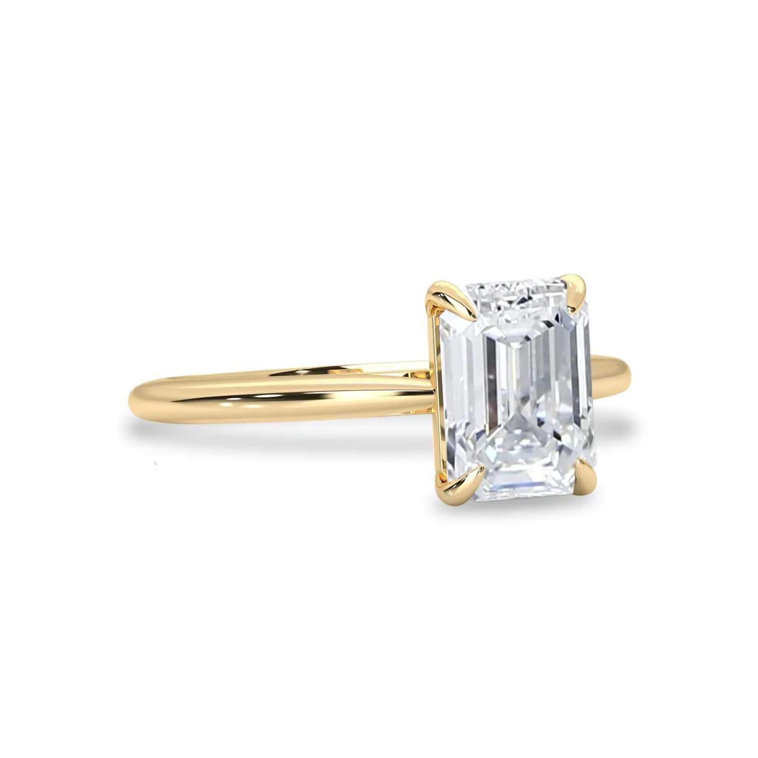 14K Gold Plated 925 Sterling Silver Radiant Emerald Cut 3ct Moissanite Wedding Ring for Women