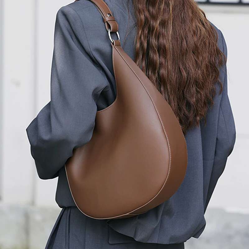 Designer Bag Burminsa Cowhide Genuine Leather Underarm Shoulder Bags For Women 2025 Trend Designer Hobo Crossbody Purses Tote Ladies Handbags