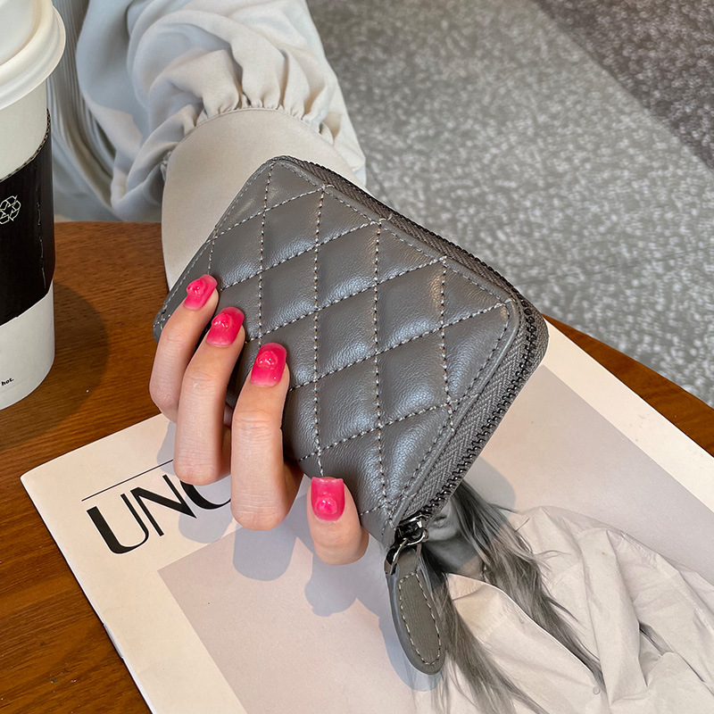 new style genuine leather short wallet women's sheepskin coin purse holder large capacity multiple card slots 333