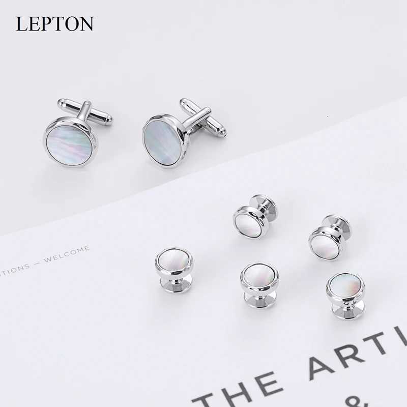 Low key luxury mother of pearl cufflinks tailcoat stud set lightweight colored shell cufflinks necklace studs mens gift cufflinksT250412