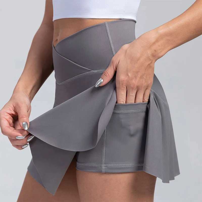 Wrinkled womens tennis skiing sprinting skiing cross waist sports golf Skorts exercise sports skiing with pockets Y250412