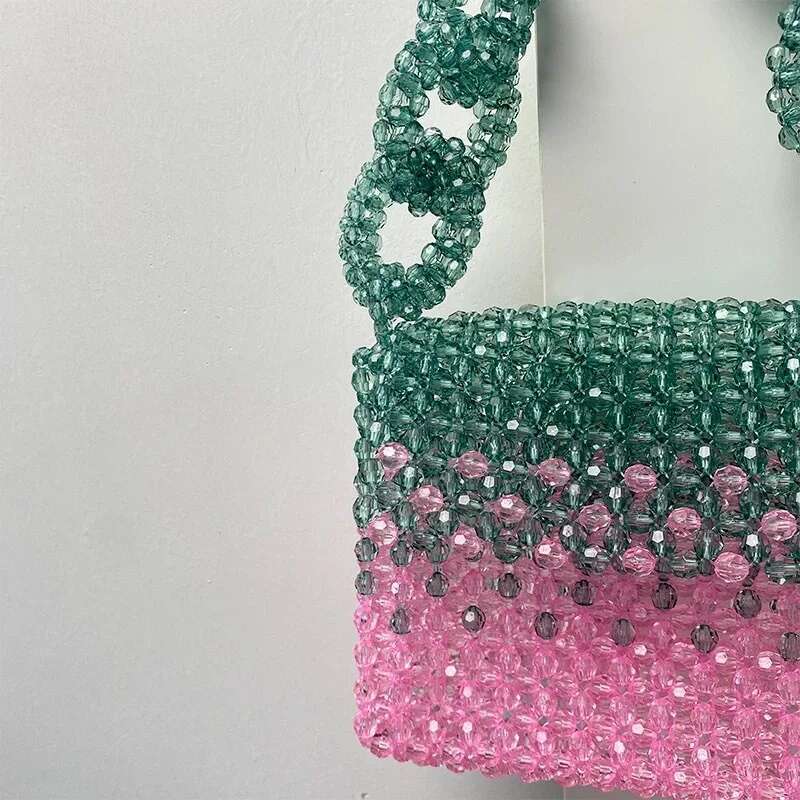 Color Acrylic Evening Clutch Party Bags For Women Designer Handbag Purses 2024 Fashion Handmade Beading Square Shoulder