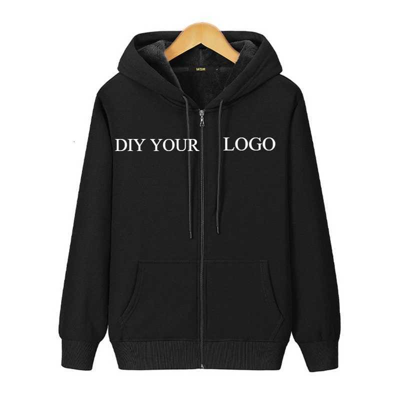 POD customization DIY Customize Printed Winter Mens Hoodies High-quality Wool Thicken Warm Solid Color Cotton Zipper Loose Women SweatshirtsT251112