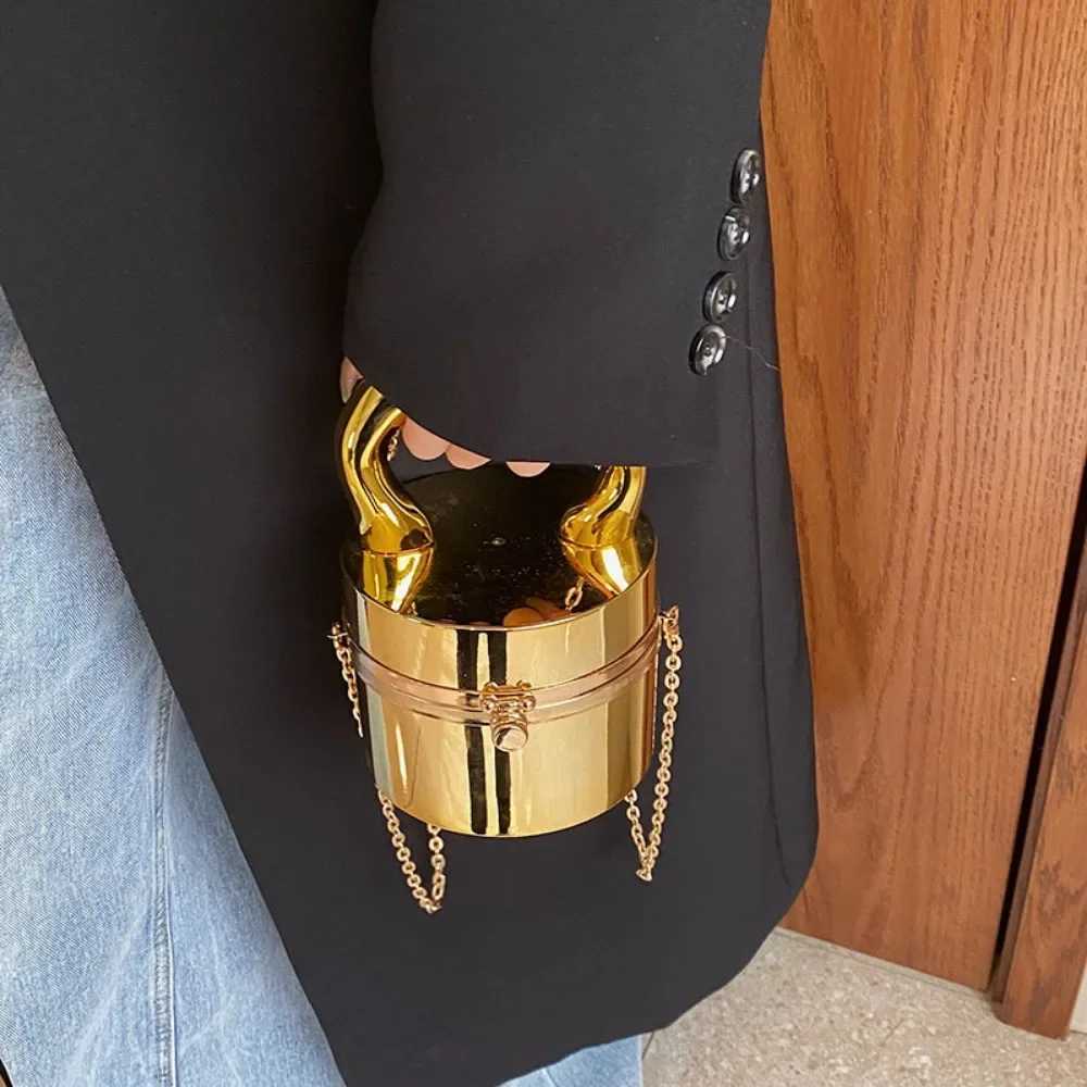 Gold Box Handbag Fashion Shiny Women Bag Party Evening High Quality Clutch Hand Bags For Women Metal Chain Messenger Purse 2024W251112