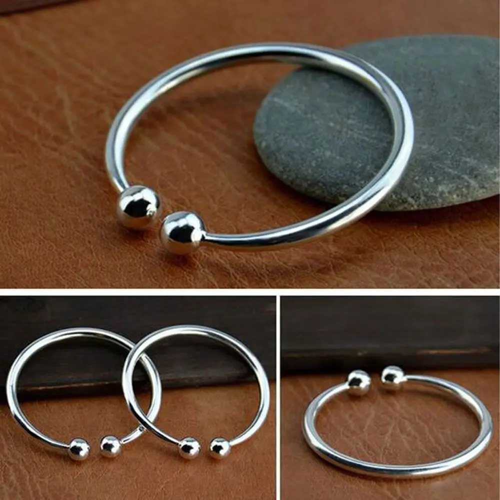 1pc Smooth Solid Bead Bracelet Cufflinks Bangles For Women Man Wedding Engagement Party JewelryC250411