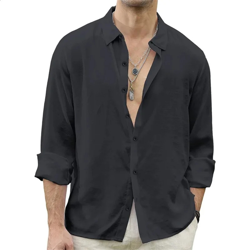 Mens shirts linen shirts regular men casual loose single chest shirt casual spring summer mens tops fast delivery xs-6xl size 250411