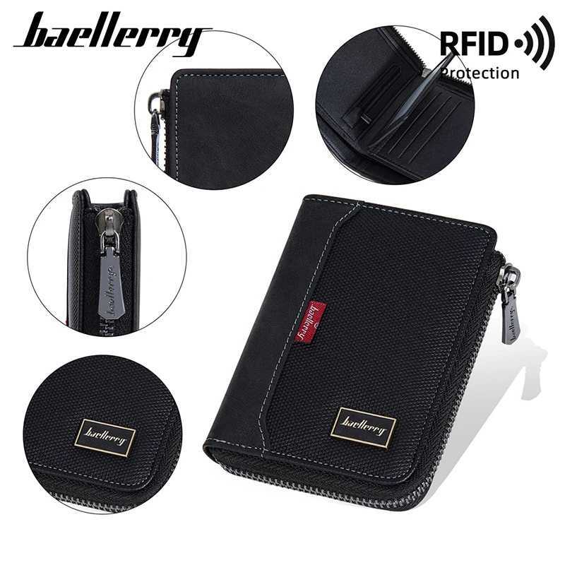 Baellerry RFID Simple Short Men Zipper Wallets Card Clip Mens Wallet Photo Clip Coin Pocket Mens Wallet Z250411