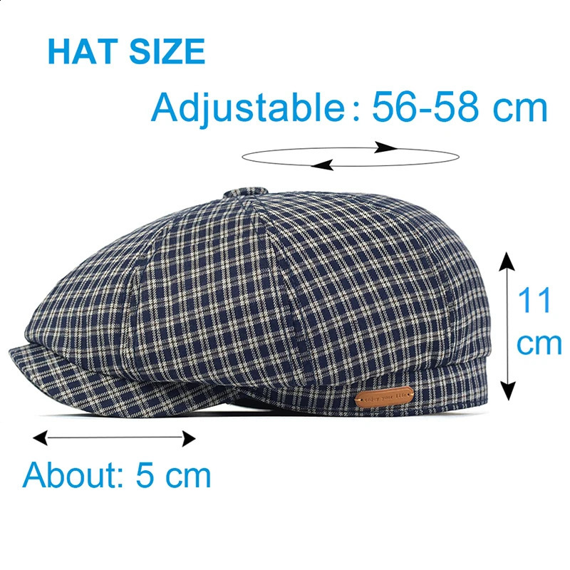 Spring Summer Plaid sboy Cap Breathable y Octagonal Hat Vintage Soft Casual Berets Cap Visor Gatsby Flat Ivy Hat 250403